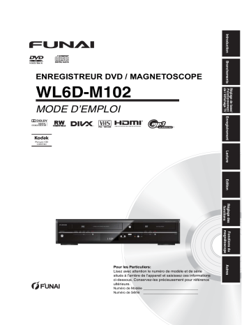 Manuel du propriétaire | Funai WL6D-M102 Manuel utilisateur | Fixfr