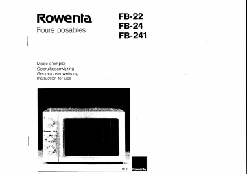 Manuel du propriétaire | Rowenta FB 24 Manuel utilisateur | Fixfr