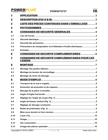 Manuel du propriétaire | Powerplus POWX07573T Manuel utilisateur | Fixfr