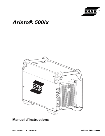 ESAB Aristo® 500ix Manuel utilisateur | Fixfr