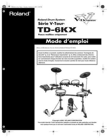 Manuel du propriétaire | Roland TD-6KX Manuel utilisateur | Fixfr