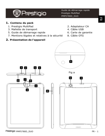 MultiPad PMP-5780D Duo | Guide de démarrage rapide | Prestigio PMP-5780D Duo Manuel utilisateur | Fixfr