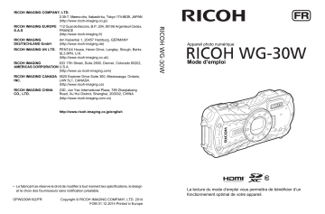 Manuel du propriétaire | Ricoh WG-30W Manuel utilisateur | Fixfr