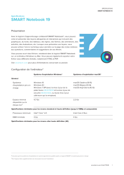 SMART Technologies Notebook 19 spécification