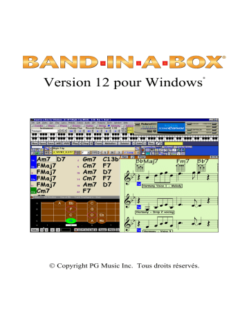 Mode d'emploi | BAND IN A BOX version 12 Windows Manuel utilisateur | Fixfr