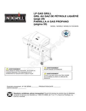 Manuel du propriétaire | Nexgrill 720-0697B grill Manuel utilisateur | Fixfr