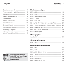 Longines L704 Automatic Montre Manuel utilisateur