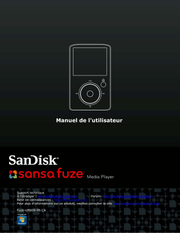 Manuel du propriétaire | SanDisk Sansa Fuze Manuel utilisateur | Fixfr