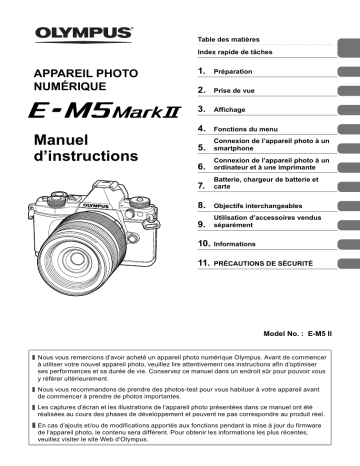 Manuel du propriétaire | Olympus E-M5 Mark II Manuel utilisateur | Fixfr