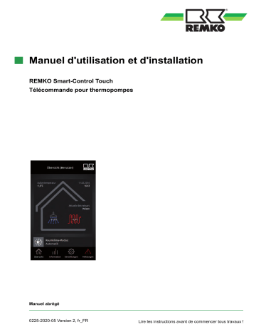 Manuel du propriétaire | Remko Smart-Control Touch Manuel utilisateur | Fixfr