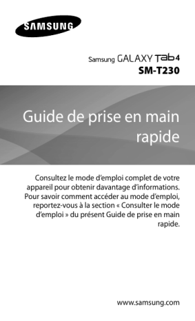 Galaxy Tab 4 7.0 Wi-Fi | Mode d'emploi | Samsung SM-T230 Guide de démarrage rapide | Fixfr
