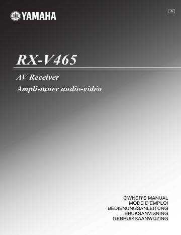 Manuel du propriétaire | Yamaha RX-V465 Manuel utilisateur | Fixfr