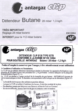 ANTARGAZ DETENDEUR BUTANE CLIP Manuel utilisateur