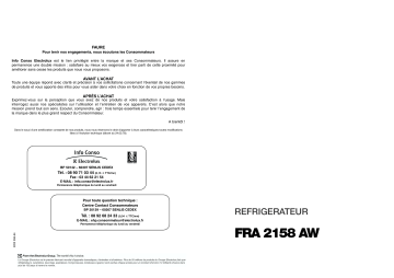 Manuel du propriétaire | Faure FRA2158AW Manuel utilisateur | Fixfr