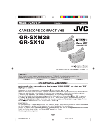 GR SXM28 | JVC GR SX18 Mode d'emploi | Fixfr