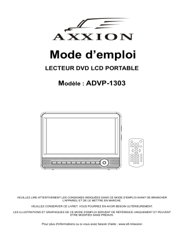 Manuel du propriétaire | Axxion ADVP-1303 Manuel utilisateur | Fixfr