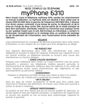 myPhone 6310 Manuel utilisateur | Fixfr