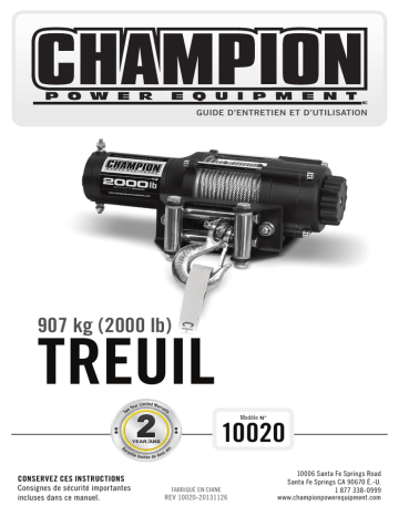 Champion Power Equipment 10020 Manuel utilisateur | Fixfr