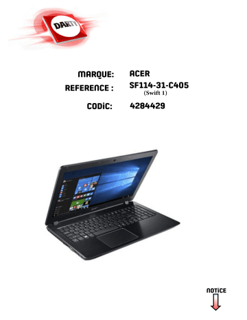 Manuel du propriétaire | Acer SWIFT 3 SF314-51-302G ORSWIFT 3 SF314-51-39ZJ ARGENT Manuel utilisateur | Fixfr