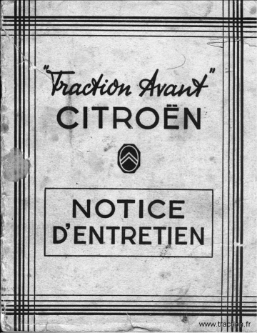 CITROEN TRACTION AVANT Manuel du propriétaire | Fixfr