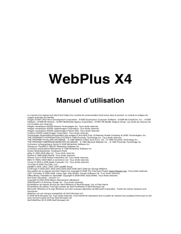 Manuel du propriétaire | Serif SERIF WEBPLUS X4 Manuel utilisateur | Fixfr