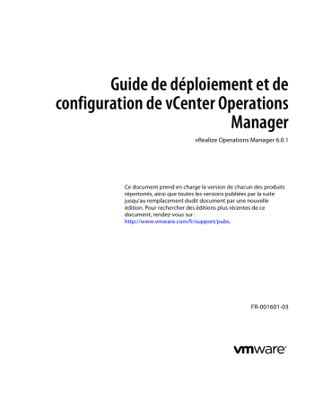 Mode d'emploi | VMware vRealize Operations Manager 6.0.1 Manuel utilisateur | Fixfr