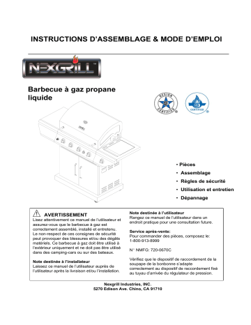 Manuel du propriétaire | Nexgrill 720-0670C Home Depot Manuel utilisateur | Fixfr