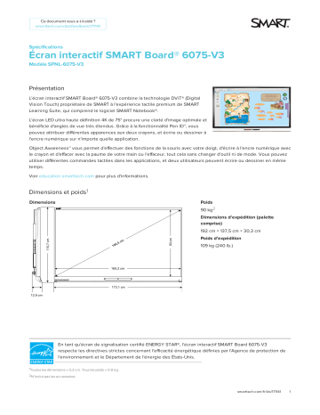 SMART Technologies Board 6000 and 6000 Pro spécification | Fixfr