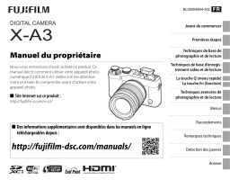 Fujifilm X-A3 Manuel utilisateur