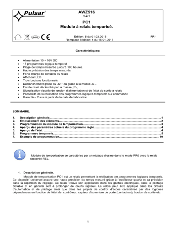 Mode d'emploi | Pulsar AWZ516 Manuel utilisateur | Fixfr