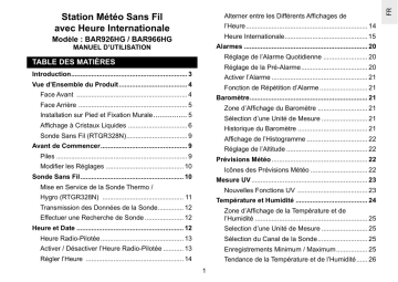 Manuel du propriétaire | Oregon Scientific BAR966HG Manuel utilisateur | Fixfr