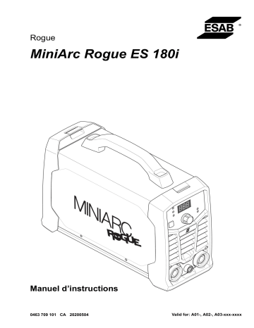 ESAB MiniArc Rogue ES 180i Manuel utilisateur | Fixfr