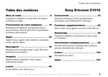 Sony Z1010 Manuel utilisateur | Fixfr