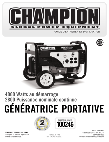 Champion Power Equipment 100246 Manuel utilisateur | Fixfr