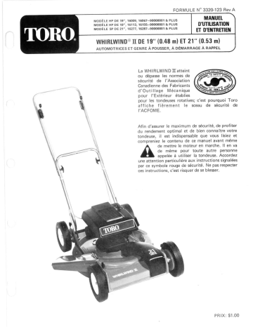 Whirlwind II Lawnmower | Toro Whirlwind Lawnmower Walk Behind Mower Manuel utilisateur | Fixfr