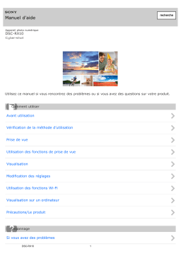 Sony CYBER-SHOT DSC-RX10 IICYBER-SHOT DSC-RX10 MARK II Manuel utilisateur