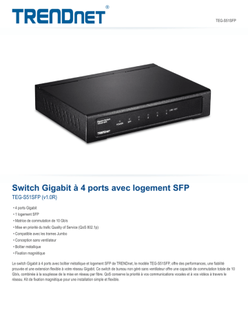 Trendnet TEG-S51SFP 4-Port Gigabit Switch Fiche technique | Fixfr
