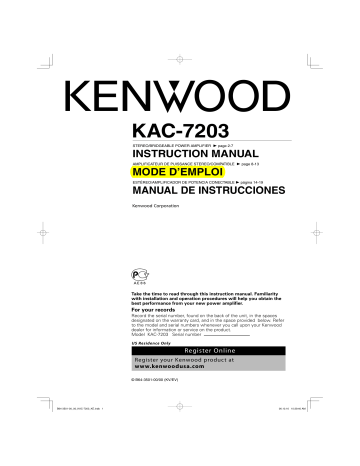 Manuel du propriétaire | Kenwood KAC-7203 Manuel utilisateur | Fixfr