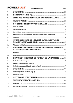 Powerplus POWDPG7536 Manuel utilisateur