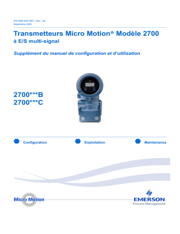 Mode d'emploi | Micro Motion Transmetteurs Modèle 2700 à E-S multi-signal Manuel utilisateur | Fixfr