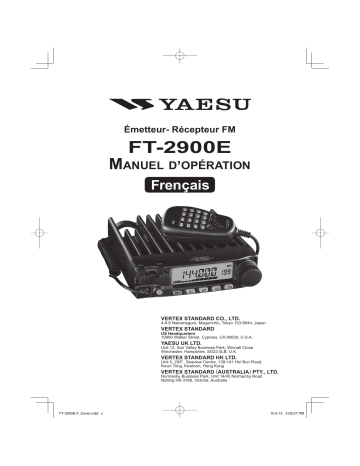 Manuel du propriétaire | YAESU FT-2900E Manuel utilisateur | Fixfr