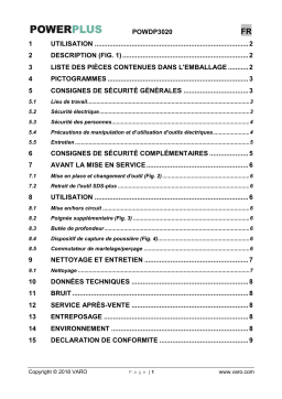 Powerplus POWP3020 Manuel utilisateur