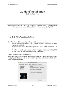 DxO FilmPack v1.1 Manuel utilisateur