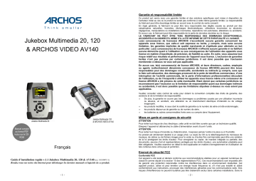 Jukebox Multimedia 120 | Jukebox Multimedia AV 140 | Mode d'emploi | Archos Jukebox Multimedia 20 Manuel utilisateur | Fixfr