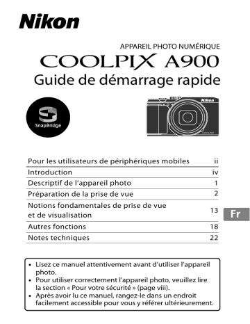 Manuel du propriétaire | Nikon COOLPIX A900 Manuel utilisateur | Fixfr