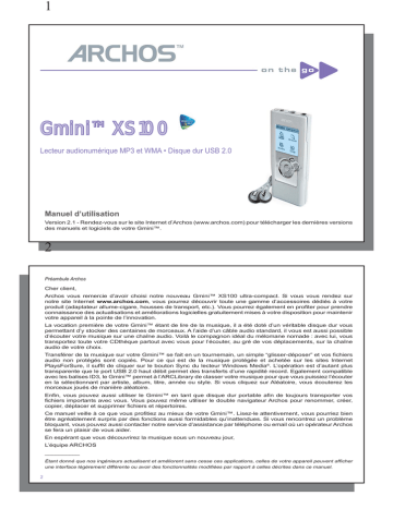 Mode d'emploi | Archos Gmini XS 100 Manuel utilisateur | Fixfr