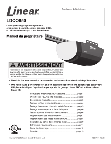 Linear LDCO850 Manuel utilisateur | Fixfr