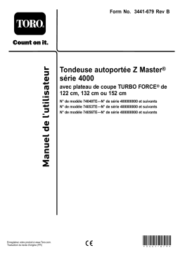 Toro 122cm Z Master 4000 Series Riding Mower Riding Product Manuel utilisateur