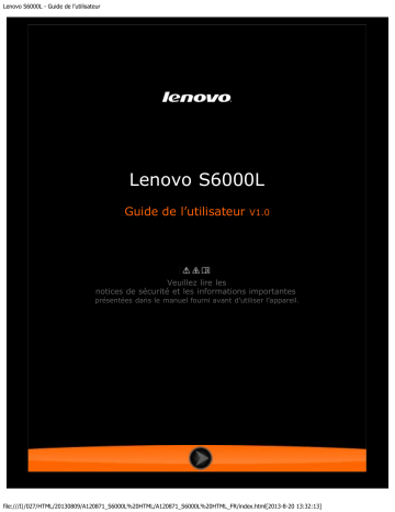 Manuel du propriétaire | Lenovo IdeaTab S6000L Manuel utilisateur | Fixfr