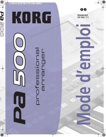 Korg PA500 Manuel du propriétaire | Fixfr